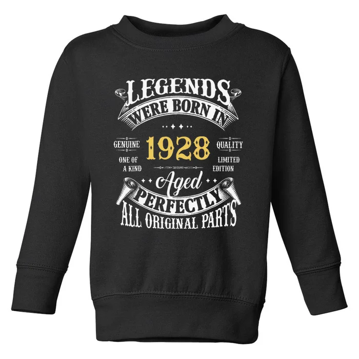 95th Birthday Vintage Legends Born In 1928 95 Years Old Toddler Sweatshirt