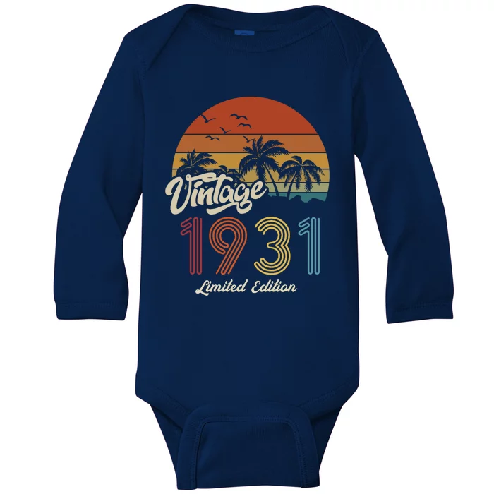 92rd Birthday Vintage Limited Edition 1931 Baby Long Sleeve Bodysuit