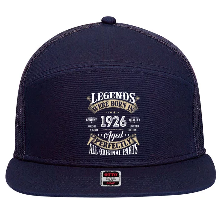 96th Birthday Vintage Legends Born In 1926 7 Panel Mesh Trucker Snapback Hat