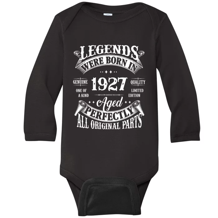 97th Birthday Vintage Legends Born In 1927 97 Years Old Baby Long Sleeve Bodysuit