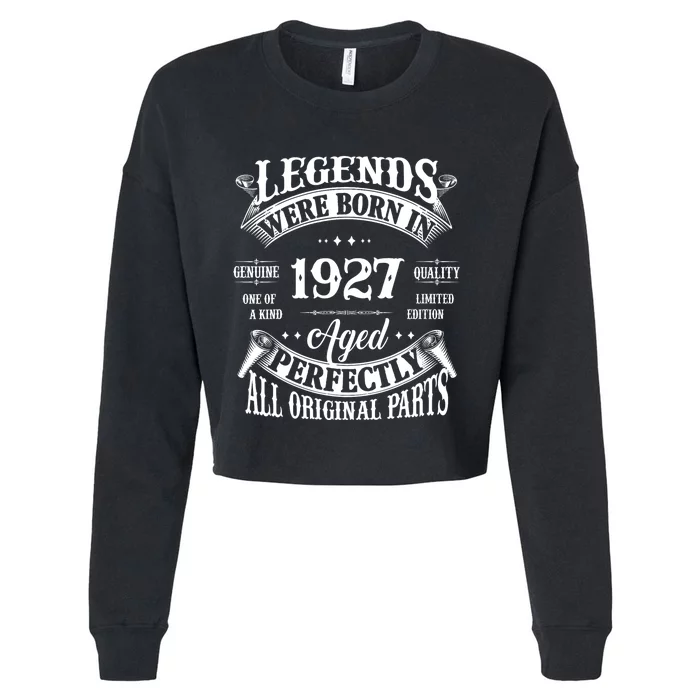 97th Birthday Vintage Legends Born In 1927 97 Years Old Cropped Pullover Crew