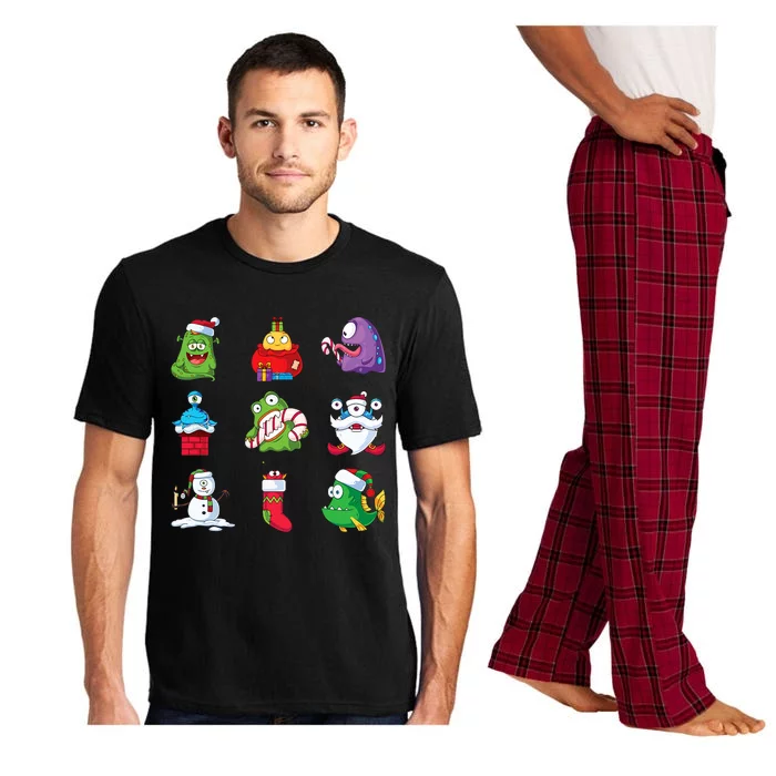 9 Christmas Alien Monsters Santa Snowman Nine Pajama Set