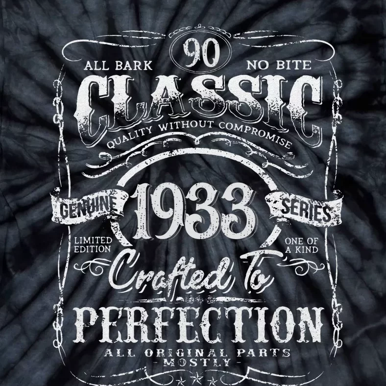 90th Classic Birthday gift 90 Perfection 1933 Birthday Tie-Dye T-Shirt