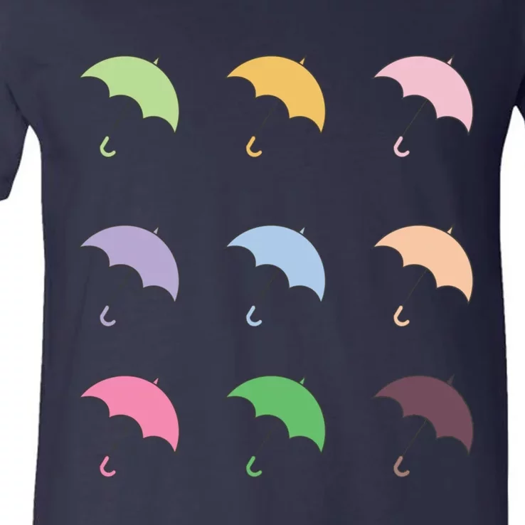 9 Cute Doodle Umbrella Pack V-Neck T-Shirt