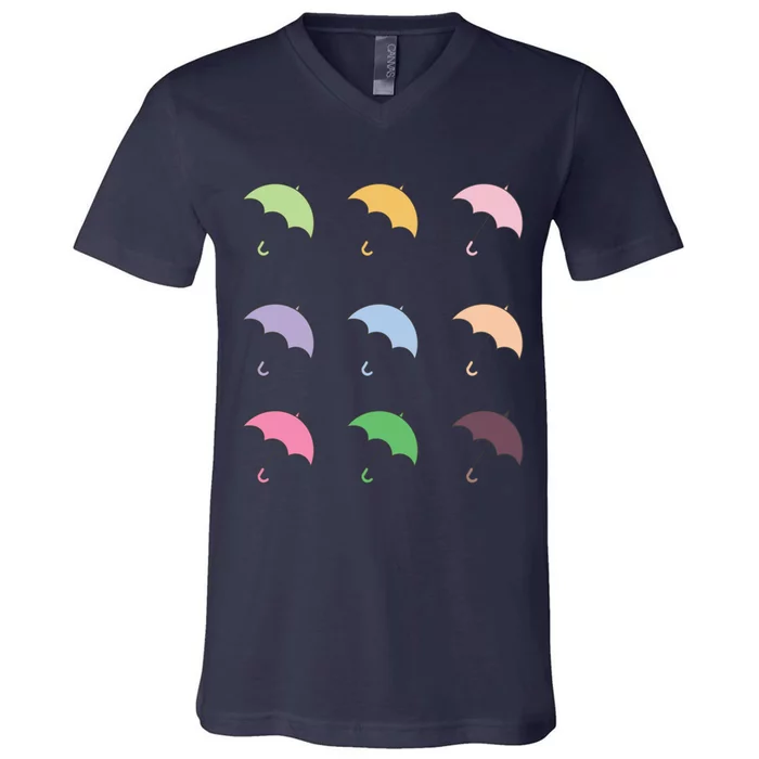 9 Cute Doodle Umbrella Pack V-Neck T-Shirt