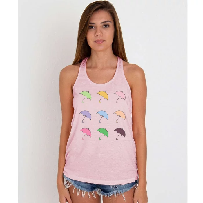 9 Cute Doodle Umbrella Pack Women's Knotted Racerback Tank