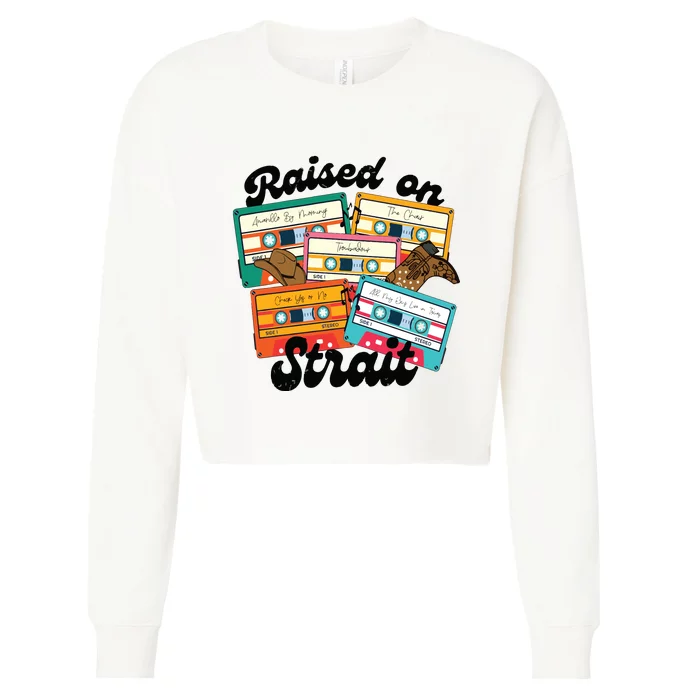 90s Country Music Raised On Cropped Pullover Crew