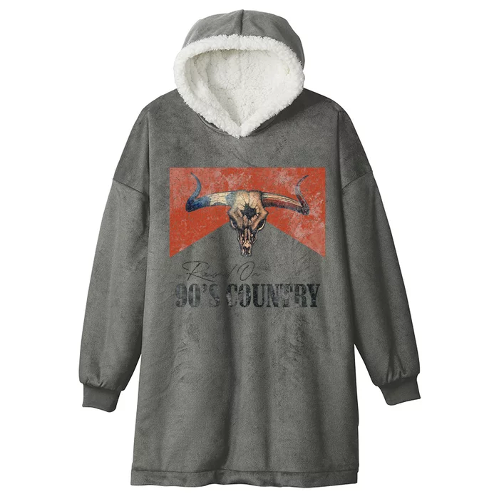 90's Country Music Bull Skull Western Vintage Hat Hooded Wearable Blanket