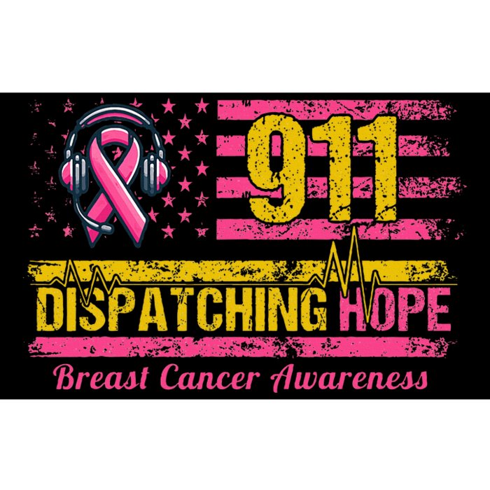 911 Dispatcher Breast Cancer Awareness American Flag Bumper Sticker