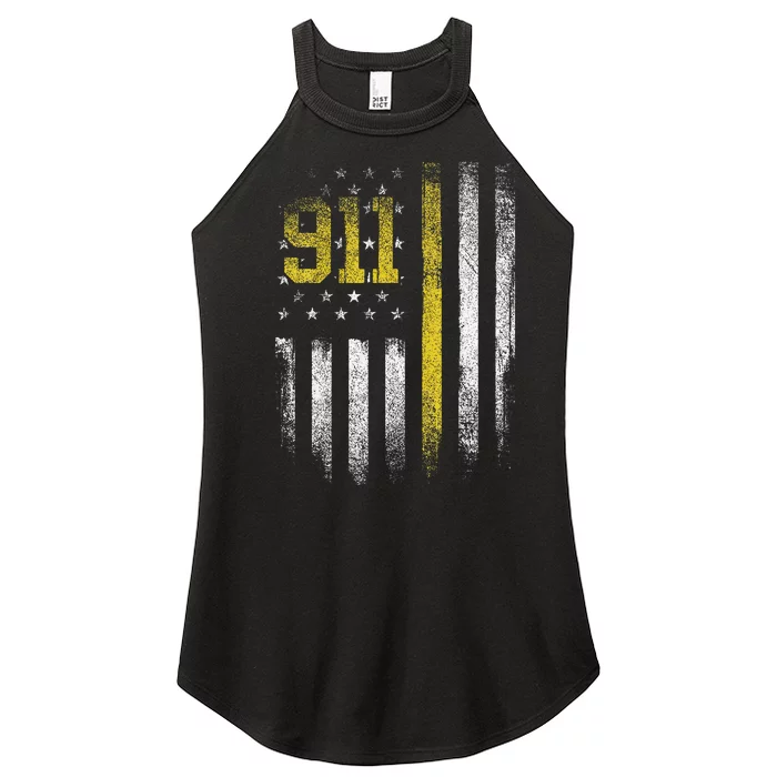 911 Dispatcher Dispatch US Flag Police Emergency Responder Women’s Perfect Tri Rocker Tank