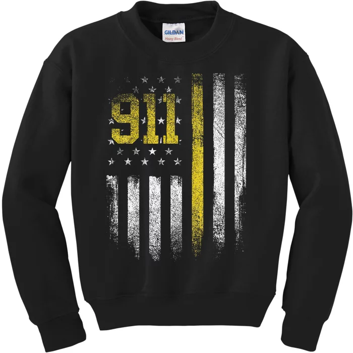 911 Dispatcher Dispatch US Flag Police Emergency Responder Kids Sweatshirt