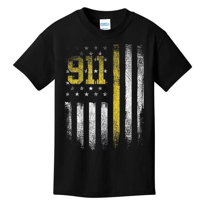 911 Dispatcher Dispatch US Flag Police Emergency Responder Kids T-Shirt