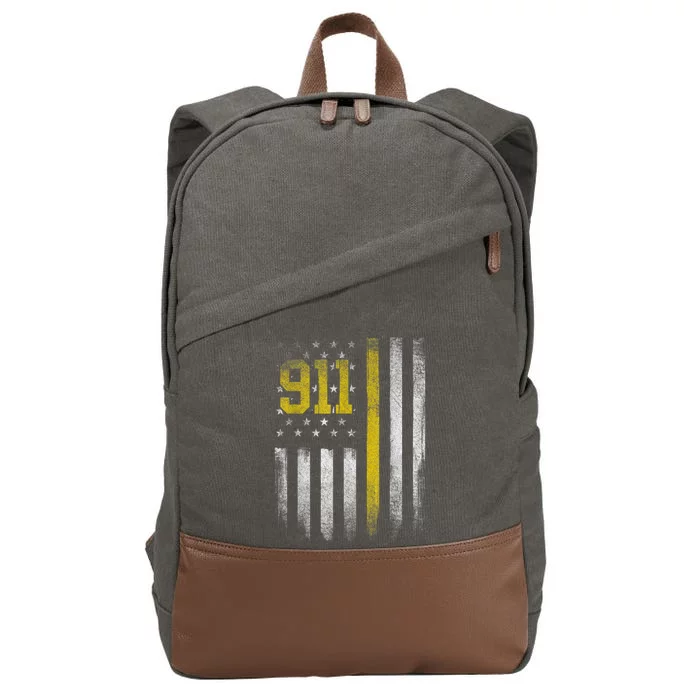 911 Dispatcher Dispatch US Flag Police Emergency Responder Cotton Canvas Backpack