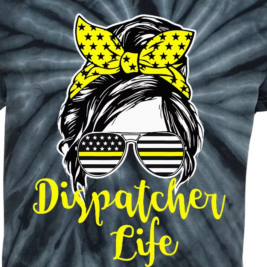 911 Dispatcher Life Female Operator Emergency Responder Kids Tie-Dye T-Shirt