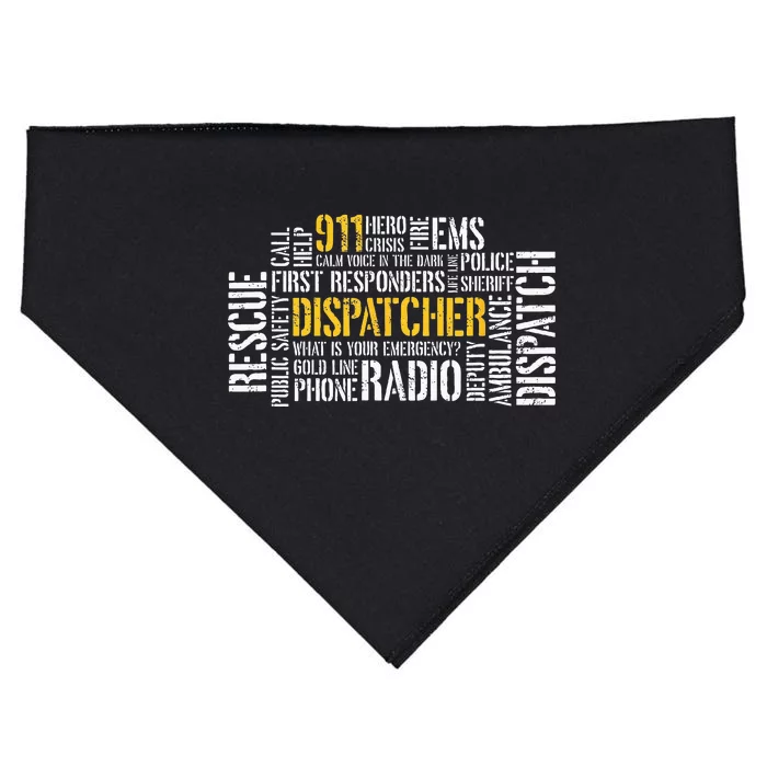 911 Dispatcher Rescue Dispatch EMS Police First Responder USA-Made Doggie Bandana