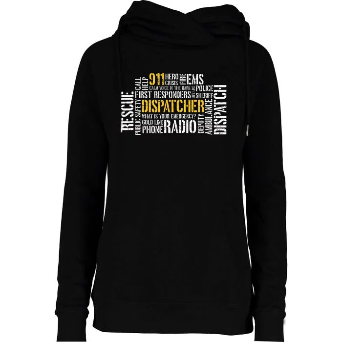 911 Dispatcher Rescue Dispatch EMS Police First Responder Womens Funnel Neck Pullover Hood