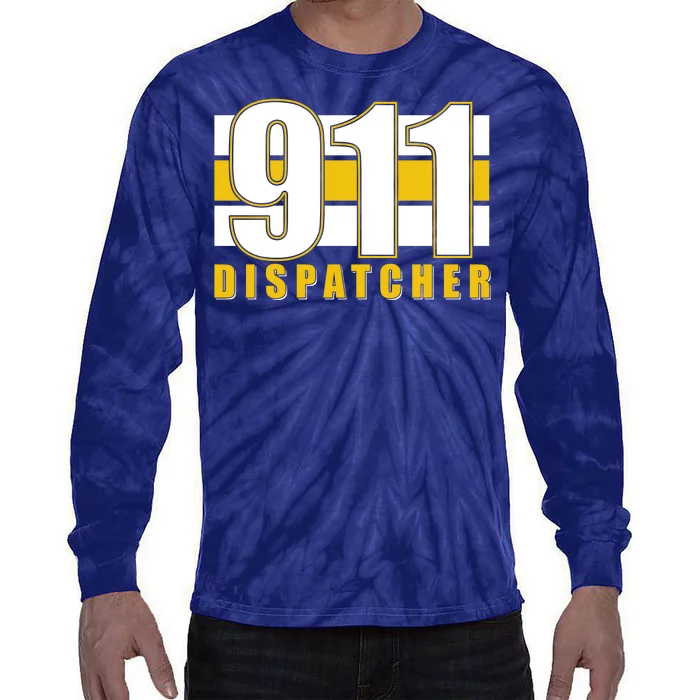 911 Dispatcher Thin Gold Line Tie-Dye Long Sleeve Shirt