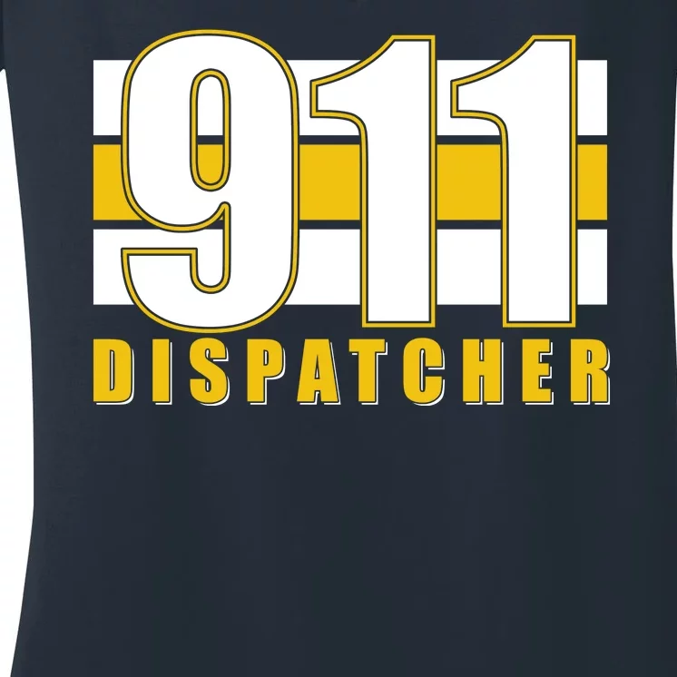 911 Dispatcher Thin Gold Line Women's V-Neck T-Shirt