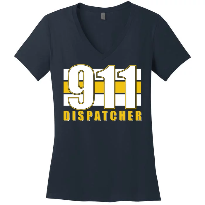 911 Dispatcher Thin Gold Line Women's V-Neck T-Shirt