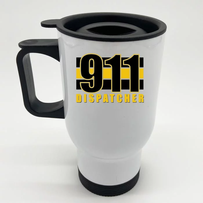 911 Dispatcher Thin Gold Line Front & Back Stainless Steel Travel Mug