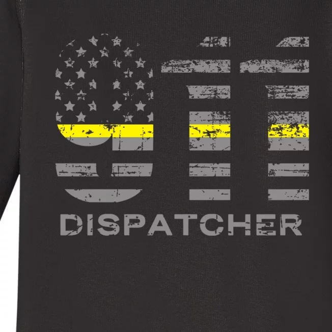 911 Dispatcher Thin Yellow Line Flag Hoodie Baby Long Sleeve Bodysuit