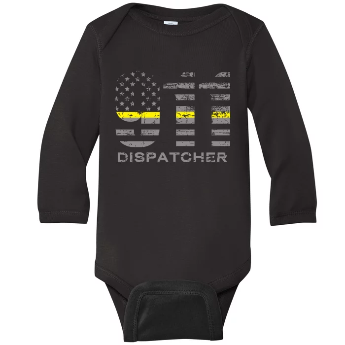 911 Dispatcher Thin Yellow Line Flag Hoodie Baby Long Sleeve Bodysuit