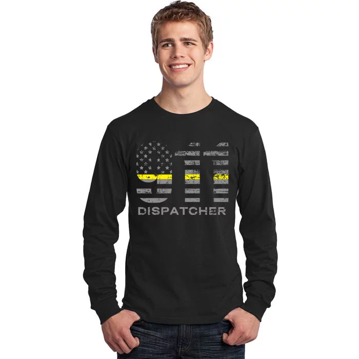 911 Dispatcher Thin Yellow Line Flag Hoodie Tall Long Sleeve T-Shirt