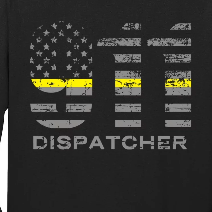 911 Dispatcher Thin Yellow Line Flag Hoodie Tall Long Sleeve T-Shirt