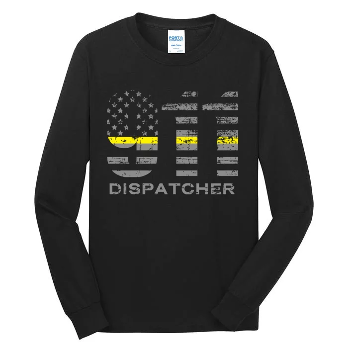 911 Dispatcher Thin Yellow Line Flag Hoodie Tall Long Sleeve T-Shirt