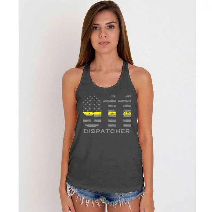 911 Dispatcher Thin Yellow Line Flag Hoodie Women's Knotted Racerback Tank