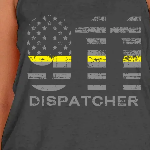 911 Dispatcher Thin Yellow Line Flag Hoodie Women's Knotted Racerback Tank