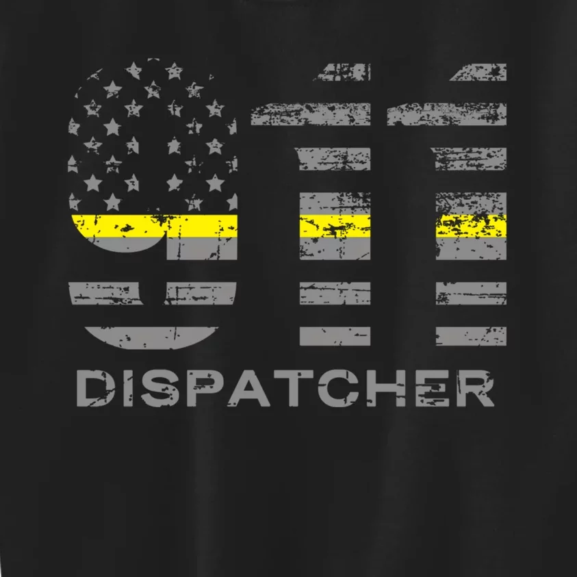 911 Dispatcher Thin Yellow Line Flag Hoodie Kids Sweatshirt