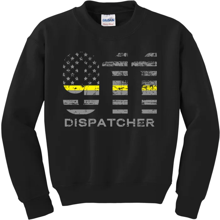 911 Dispatcher Thin Yellow Line Flag Hoodie Kids Sweatshirt