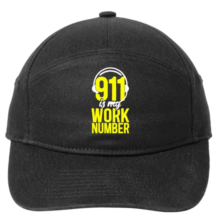 911 Dispatcher Thin Gold Yellow Line 911 Is My Work Number 7-Panel Snapback Hat