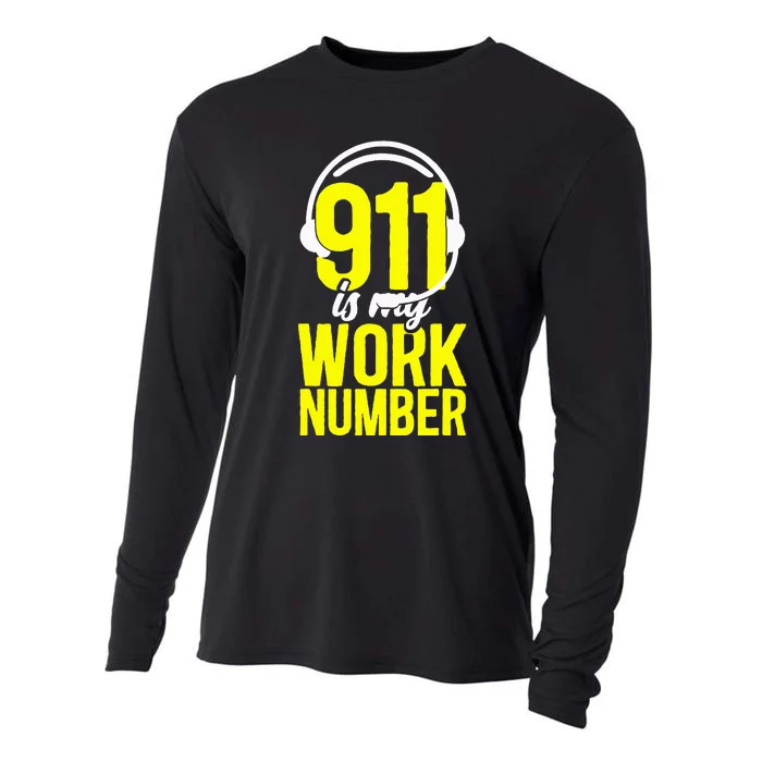 911 Dispatcher Thin Gold Yellow Line 911 Is My Work Number Cooling Performance Long Sleeve Crew