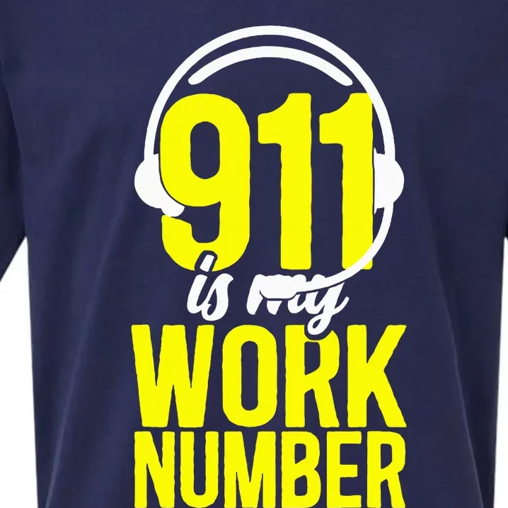 911 Dispatcher Thin Gold Yellow Line 911 Is My Work Number Sueded Cloud Jersey T-Shirt