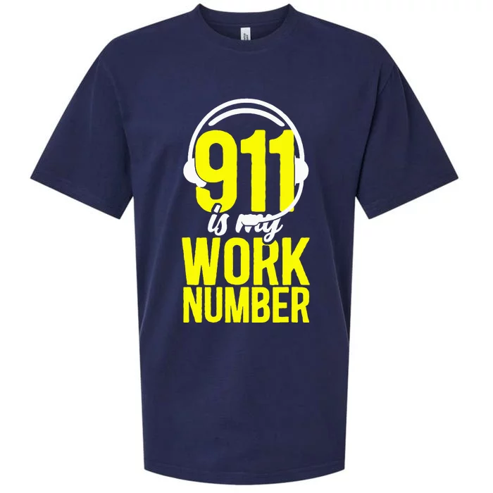 911 Dispatcher Thin Gold Yellow Line 911 Is My Work Number Sueded Cloud Jersey T-Shirt