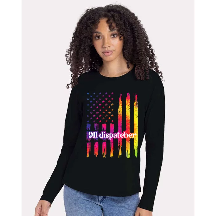 911 Dispatcher US Flag Emergency Dispatcher Womens Cotton Relaxed Long Sleeve T-Shirt