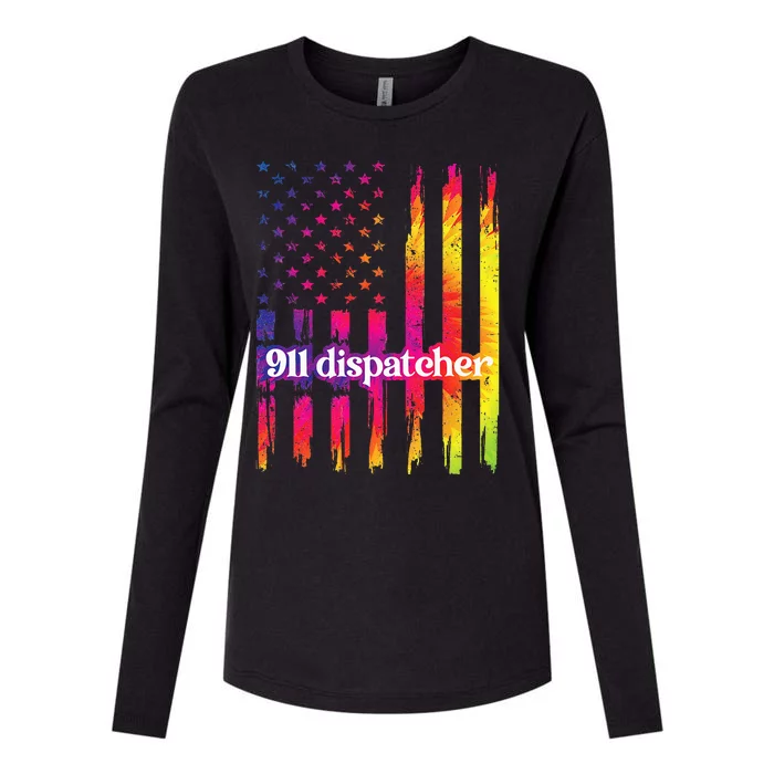 911 Dispatcher US Flag Emergency Dispatcher Womens Cotton Relaxed Long Sleeve T-Shirt