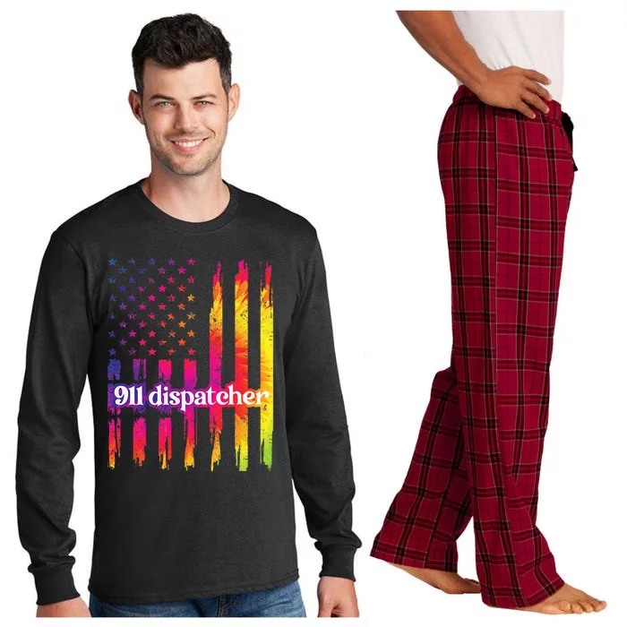 911 Dispatcher US Flag Emergency Dispatcher Long Sleeve Pajama Set