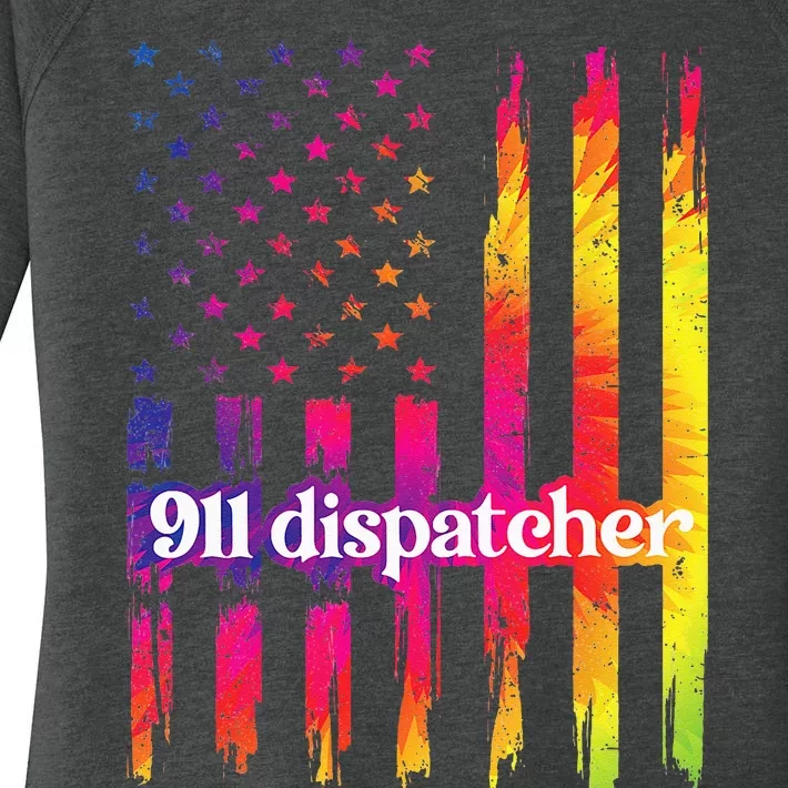 911 Dispatcher US Flag Emergency Dispatcher Women's Perfect Tri Tunic Long Sleeve Shirt