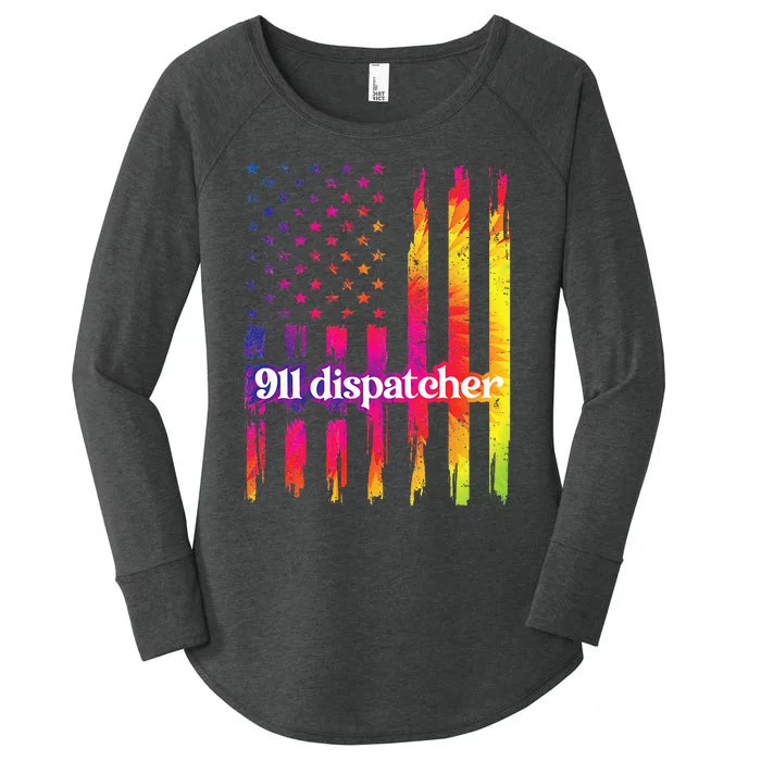 911 Dispatcher US Flag Emergency Dispatcher Women's Perfect Tri Tunic Long Sleeve Shirt