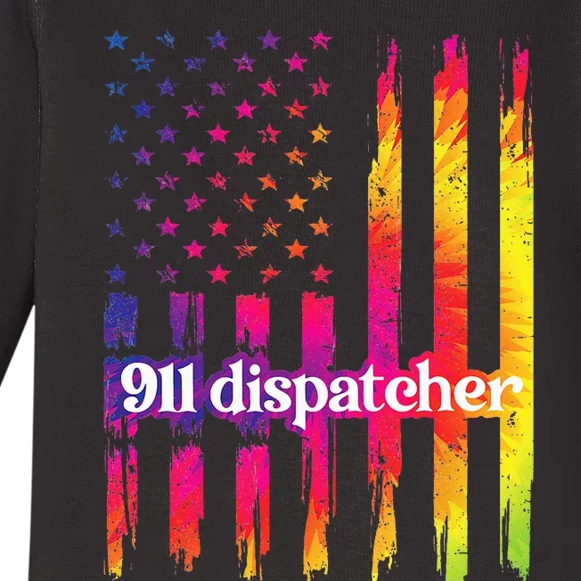 911 Dispatcher US Flag Emergency Dispatcher Baby Long Sleeve Bodysuit