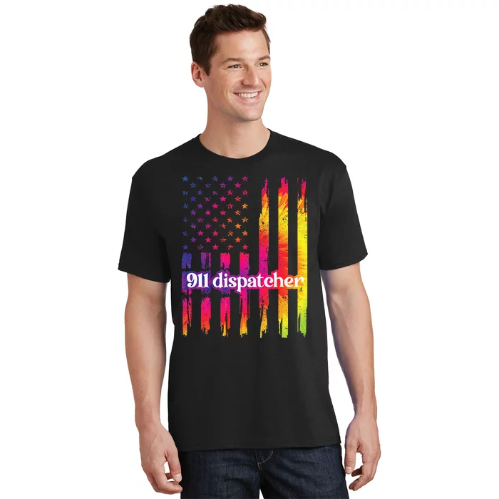 911 Dispatcher US Flag Emergency Dispatcher T-Shirt