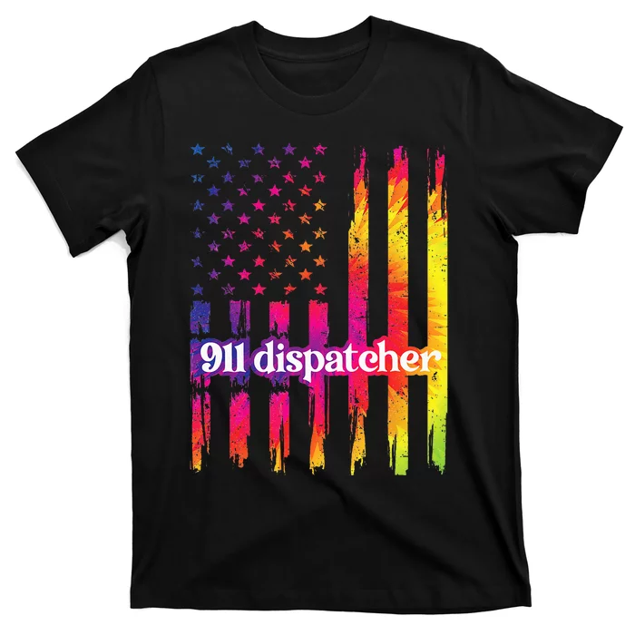 911 Dispatcher US Flag Emergency Dispatcher T-Shirt