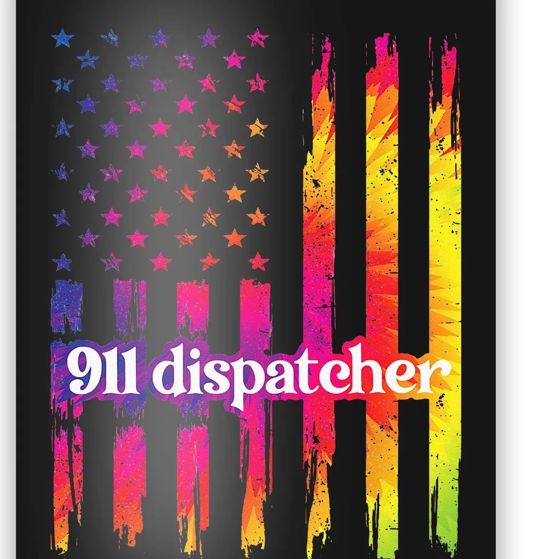 911 Dispatcher US Flag Emergency Dispatcher Poster