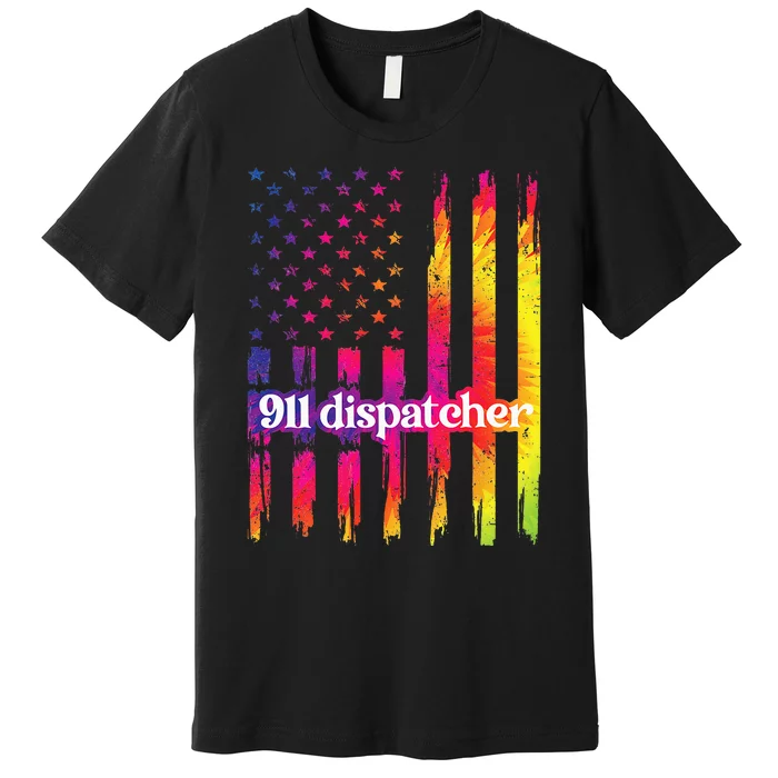 911 Dispatcher US Flag Emergency Dispatcher Premium T-Shirt