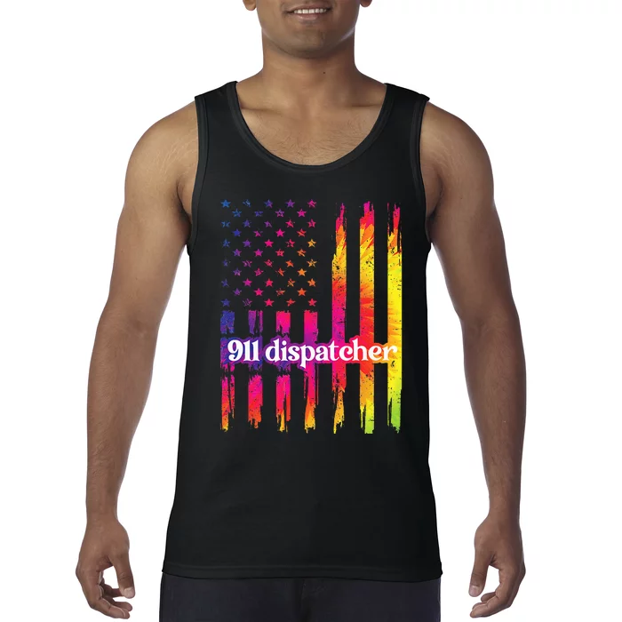 911 Dispatcher US Flag Emergency Dispatcher Tank Top