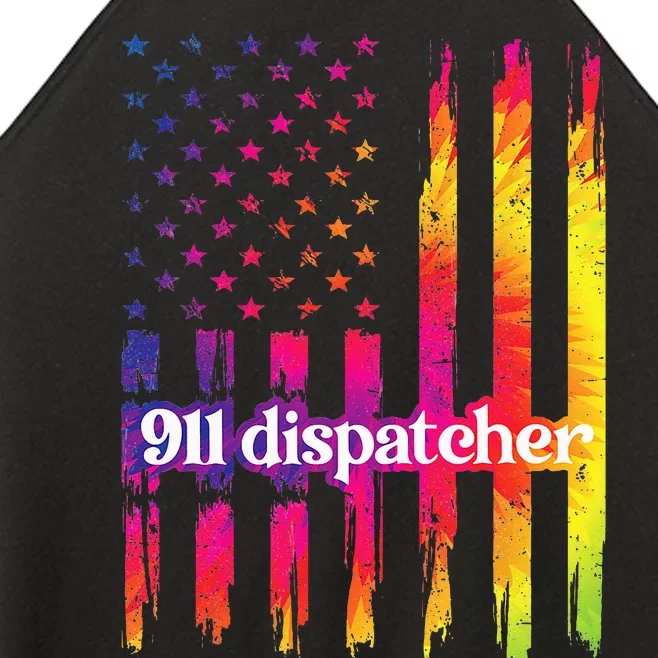 911 Dispatcher US Flag Emergency Dispatcher Women’s Perfect Tri Rocker Tank