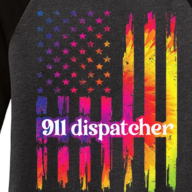 911 Dispatcher US Flag Emergency Dispatcher Women's Tri-Blend 3/4-Sleeve Raglan Shirt